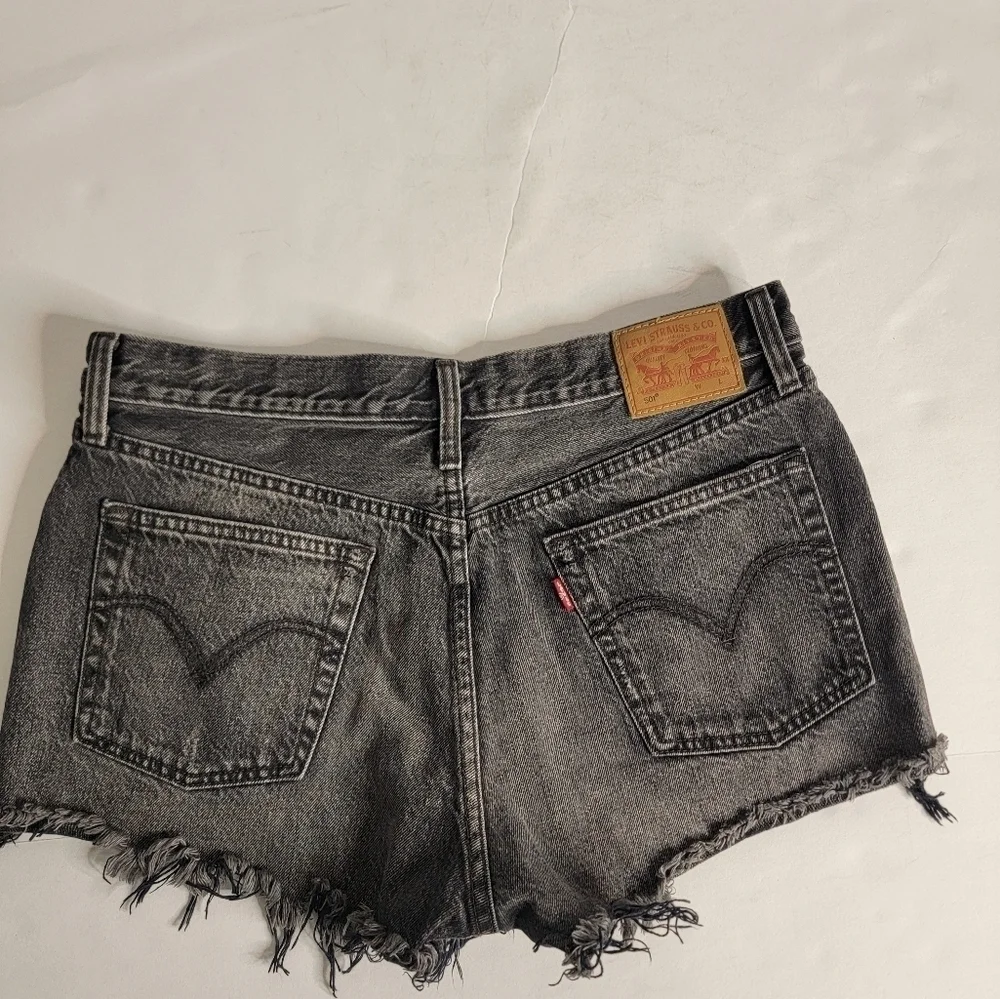 Levi's 501 Denim Shorts Sz 31 Exposed Button Fly Cut-off 100% Cotton Charcoal